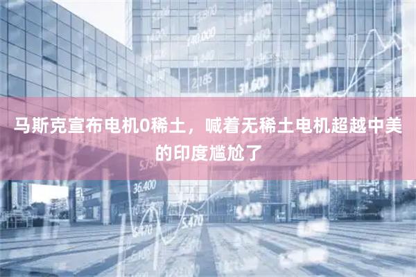 马斯克宣布电机0稀土，喊着无稀土电机超越中美的印度尴尬了